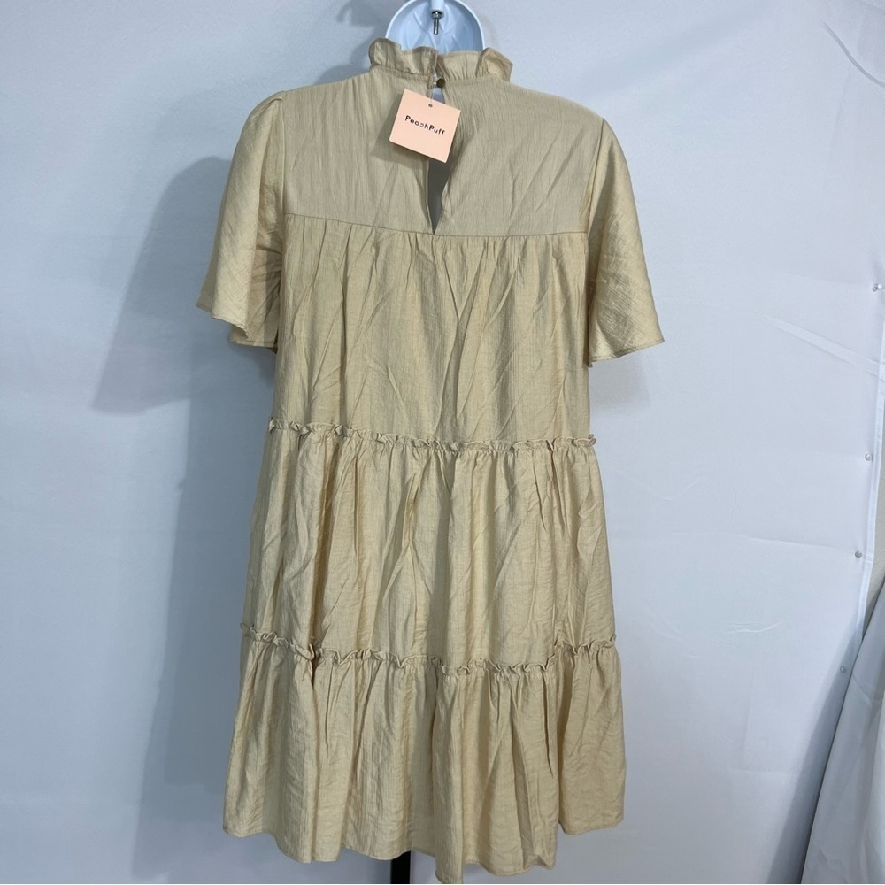 Peach puff beige ruffle lace dress BoHo style size small - Picture 5 of 14
